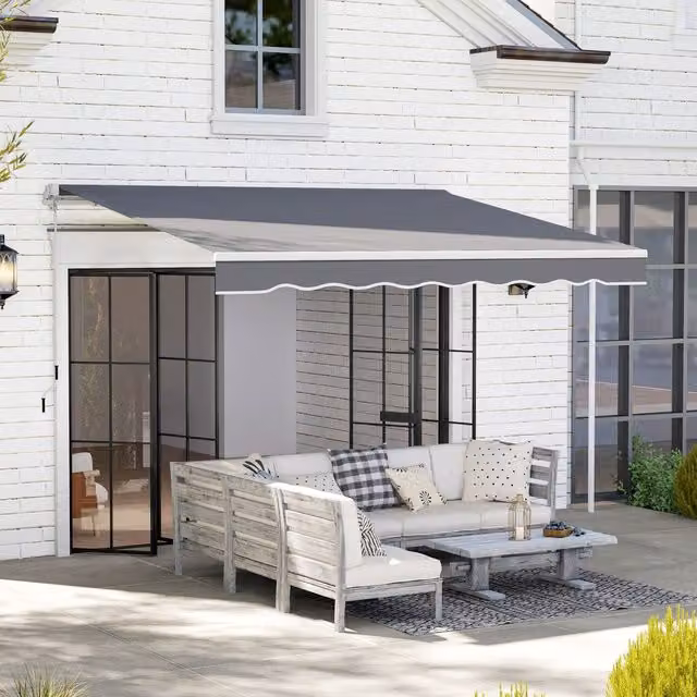 Outsunny Manual Garden Awning Canopy in Dark Grey, W: 250 cm, D: 200 cm