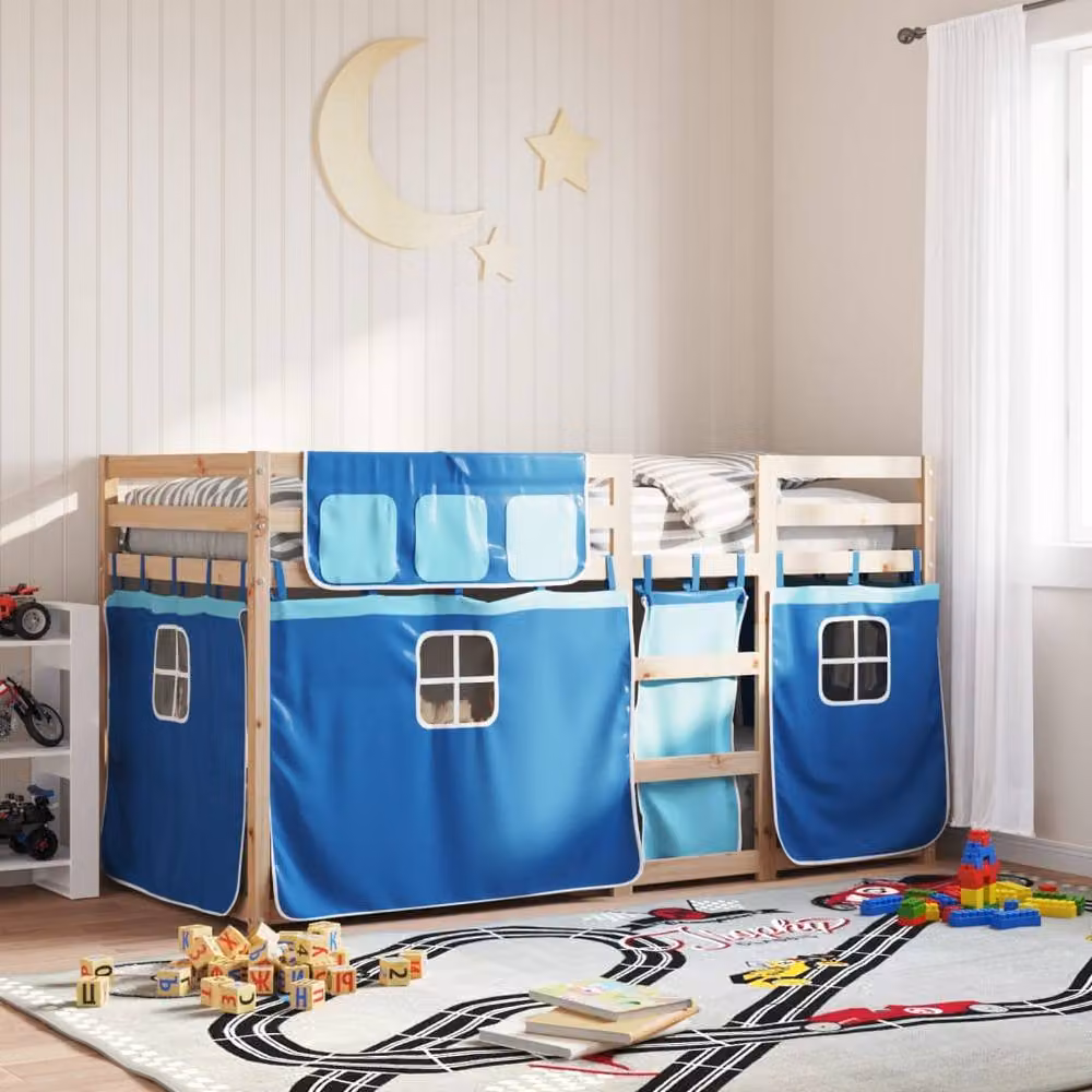 Berkfield Home Rustic Blue Solid Wood Pine Bunk Bed W/D/H: 80 x 200 cm – 2
