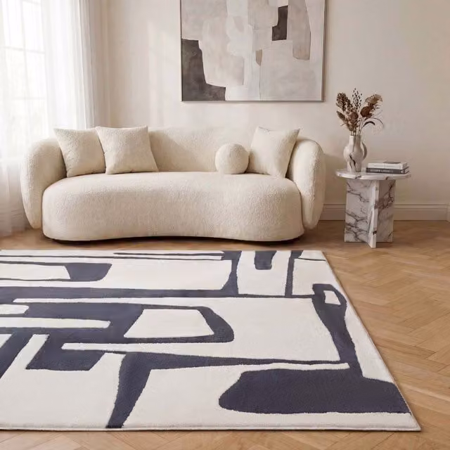 The Rugs Loft Modern Abstract Textured Runner in Green, Blue and Grey, W/D/H: 80 x 300 cm