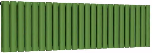 Lux Heat Oval Horizontal Double Steel Radiator in Green, W: 144 cm, H: 40 cm