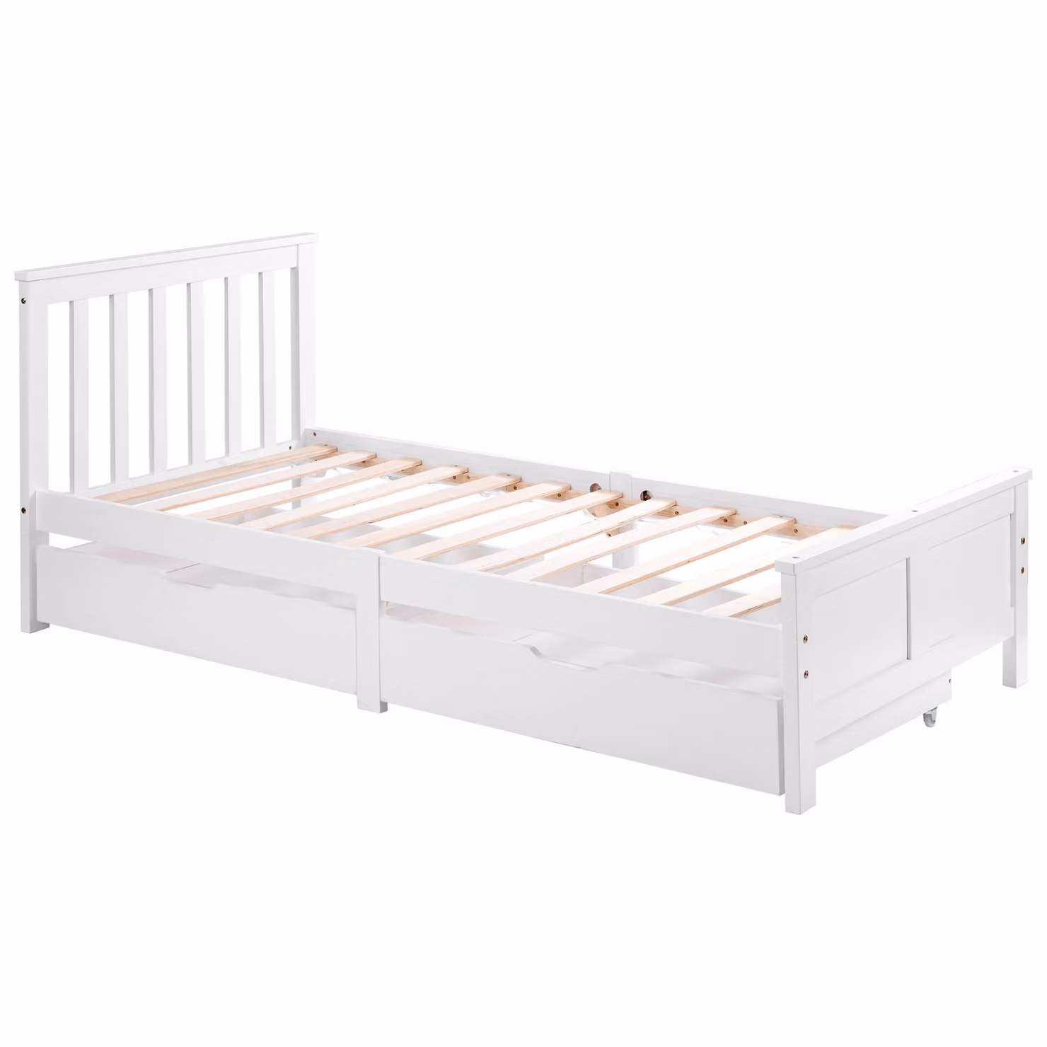Aosom UK White Pine Single Bed with Under-Bed Storage Drawers, H 82 x W 100 x D 196 cm – 2