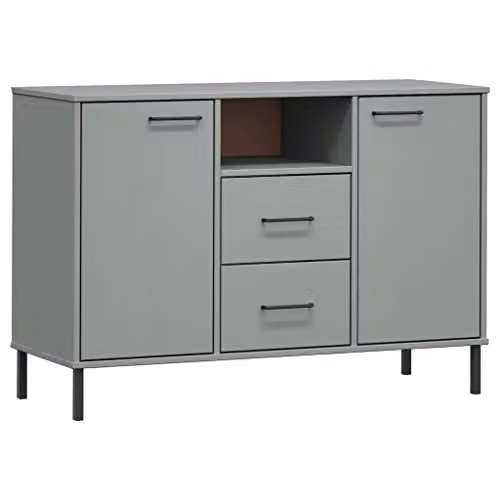 vidaXL OSLO Industrial Sideboard in Grey Solid Pine Wood with Metal Legs, W/D/H: 113 x 40 x 77 cm