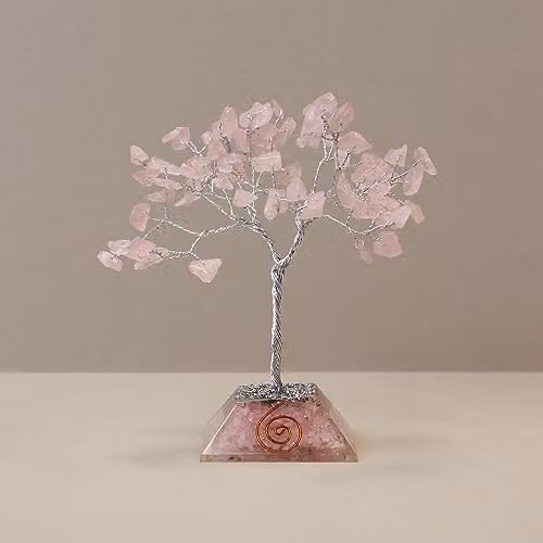 KDMD Rose Quartz Gemstone Tree with Organite Base in Pink – 1