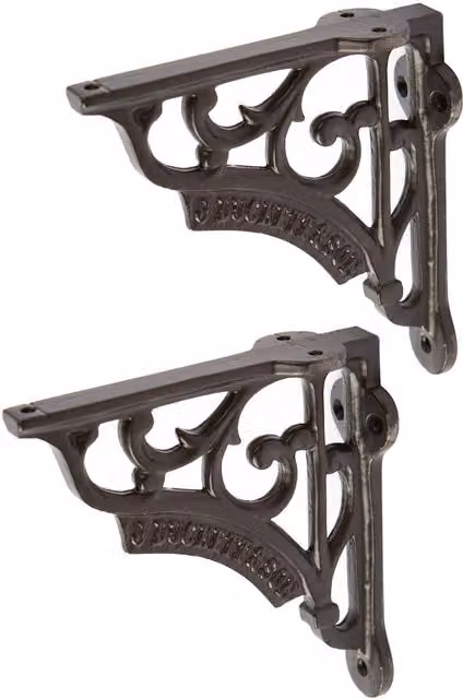 Hammer and Tongs Ornate Iron Shelf Bracket, Black, Pack of 2, Diameter: 120 mm