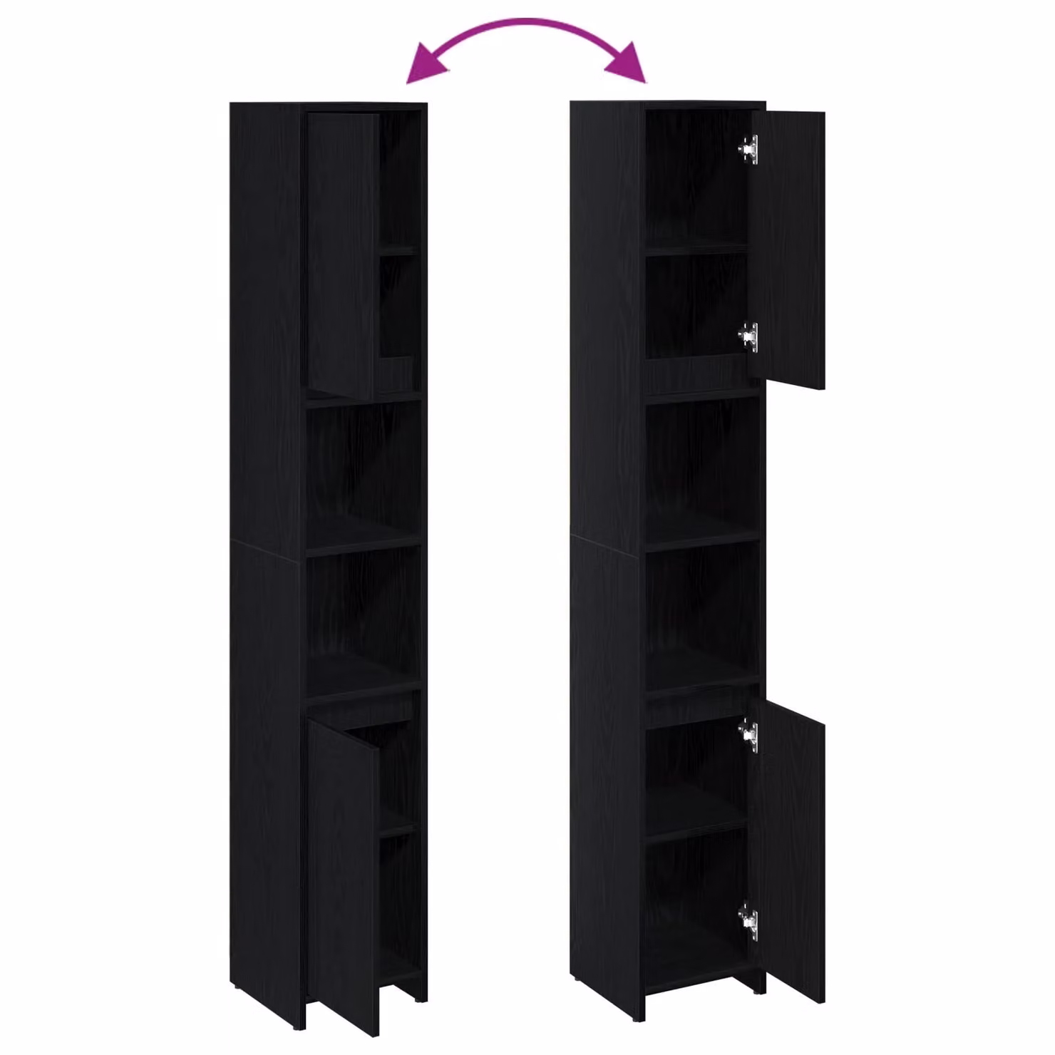 Berkfield Home Black Oak Bathroom Cabinet, W/D/H: 30 x 30 x 183.5 cm – 4