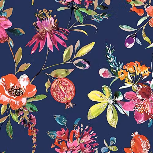 YöL Blue Botanical Floral Modern Washable Wallpaper Roll
