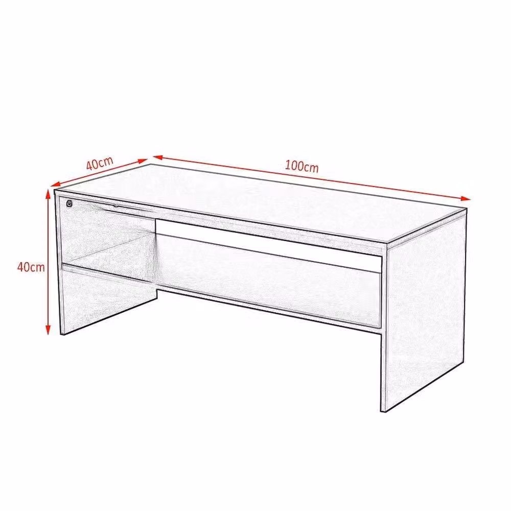 VOGREX Modern Black Coffee Table with 2 Open Shelves, W/D/H: 100 x 40 x 40 cm – 2