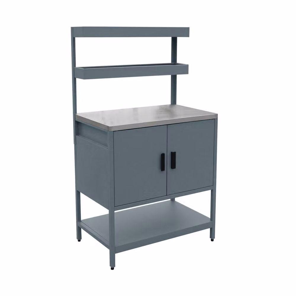 sweeek Steel Outdoor Kitchen in Grey with 2 Hanging Shelves and 2 Hinged Doors, Width: 80 cm – 2