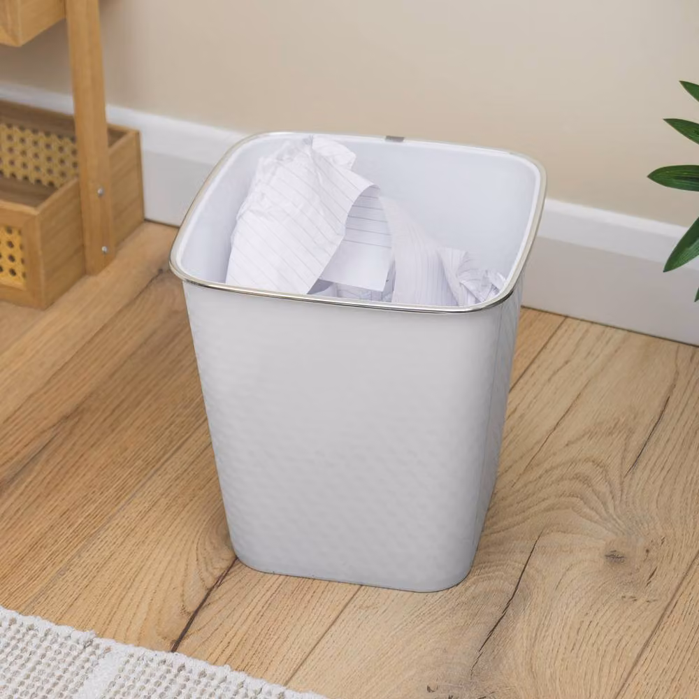 JVL Glaize Square Waste Bin 8L Set of 2 in White and Ivory – 2