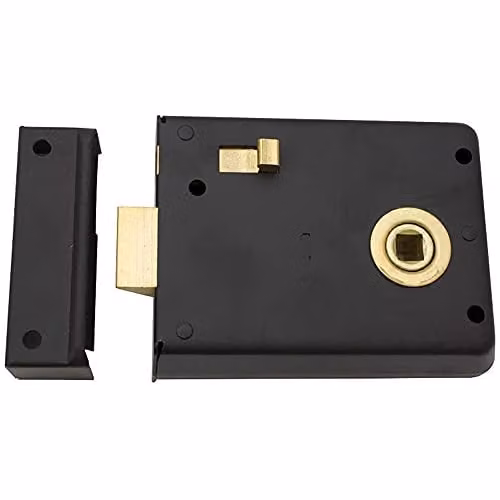 Loops Traditional Contract Rim Latch Black Japanned Door Security Lock W: 10.2 cm, H: 7.6 cm – 1