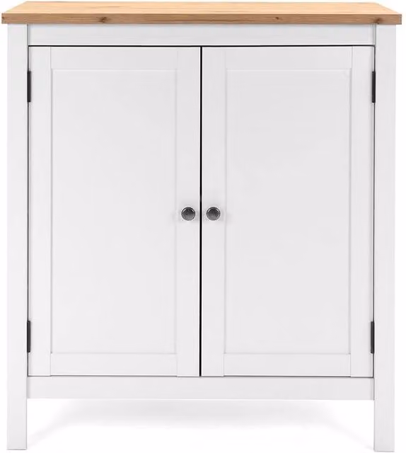 CALICOSY Bergen 2-Door Buffet in White Finish, W: 80 cm, H: 90 cm, D: 40 cm
