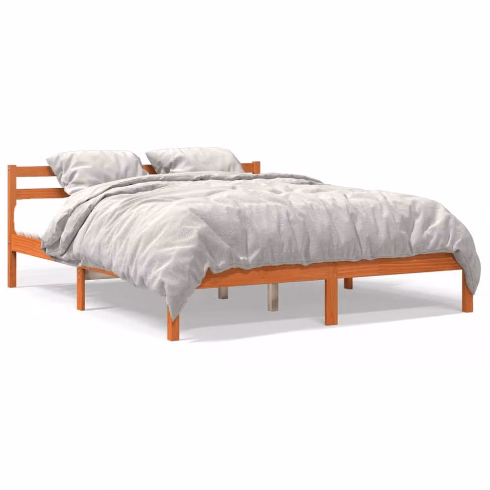 Berkfield Home Super King Solid Wood Pine Bed Frame in Wax Brown, W/D/H: 180 x 200 cm – 2