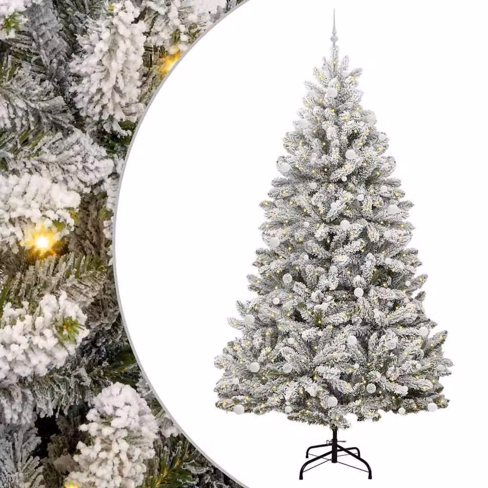 Berkfield Home Elegant Artificial Christmas Tree in Green and White, Height: 270 cm – 3