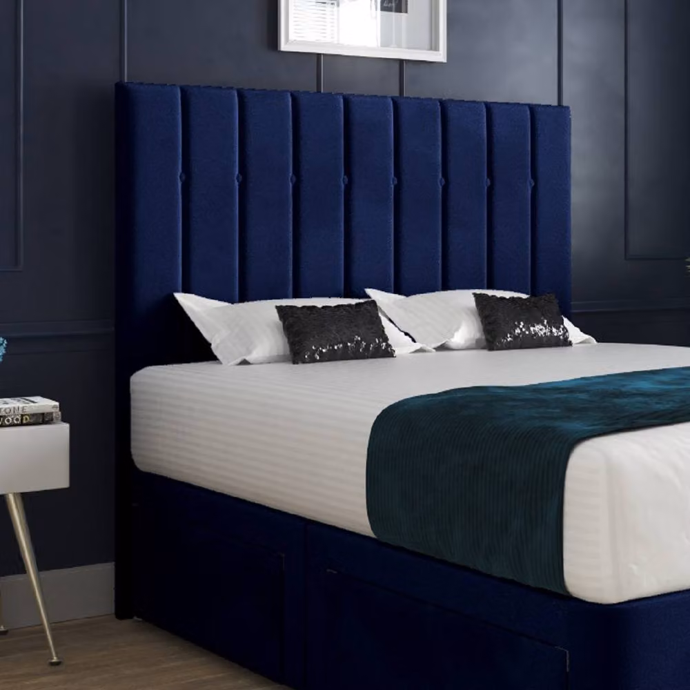 Casani Leyburn Modern Upholstered Velvet Bed Frame with Drawers, Blue, W/D/H: 140 x 200 cm – 4