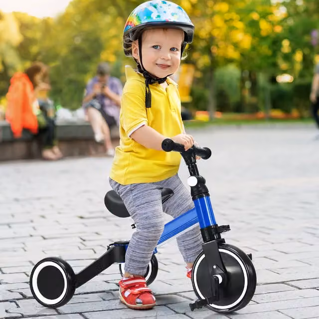 Costway 3-in-1 Convertible Kids Tricycle and Balance Bike in Blue