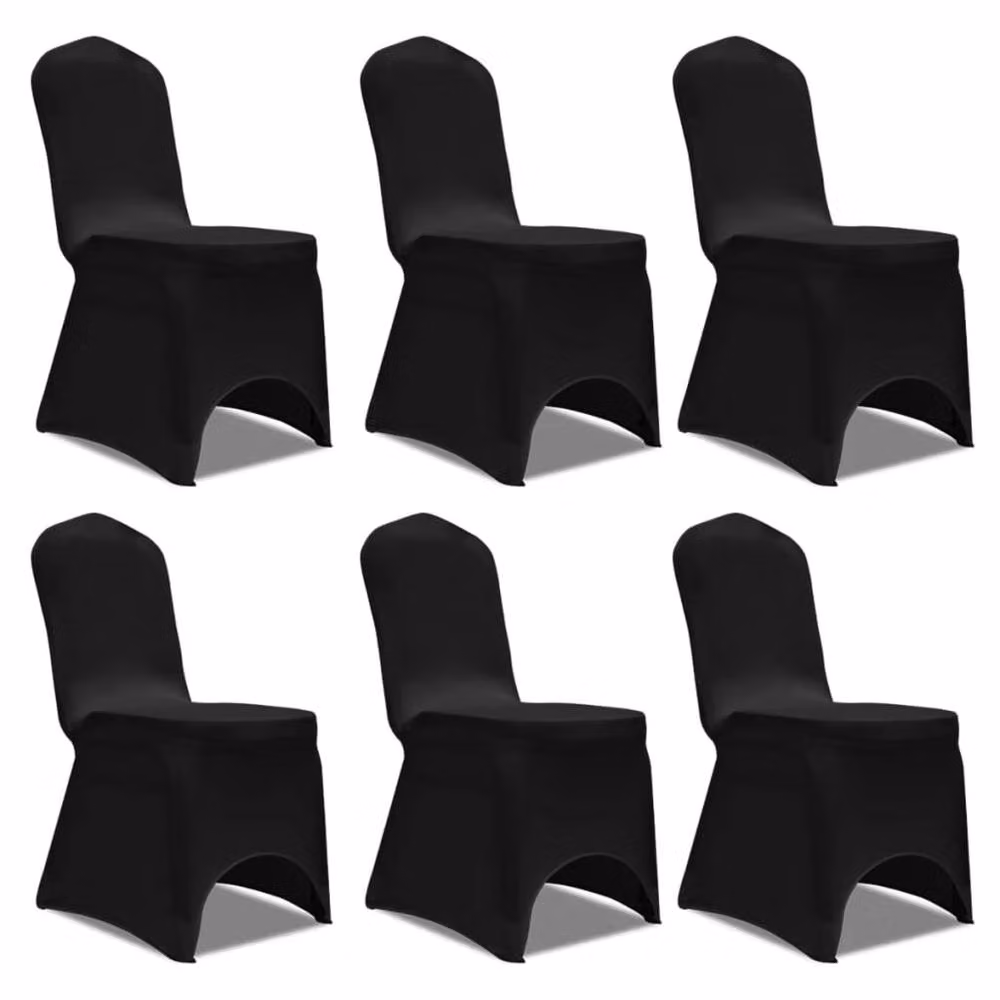 Berkfield Home 12-Piece Stretch Fabric Dining Chair Covers in Black – 3