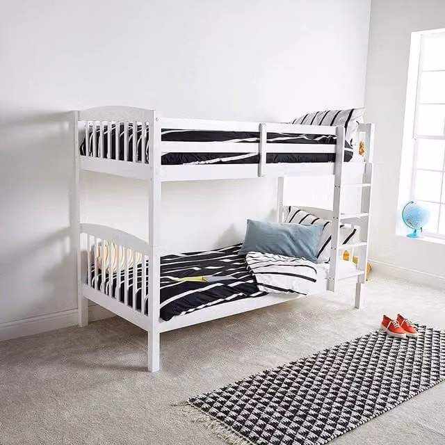 Kosy Koala White Solid Wood Kids Bunk Bed with Single Mattress, W/D/H: 154 x 90 x 202 cm