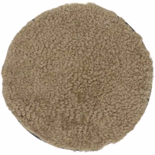 SNUGRUGS Round Genuine Sheepskin Short Wool Seat Pad with Microsuede Backing, Beige, Diameter: 37 cm