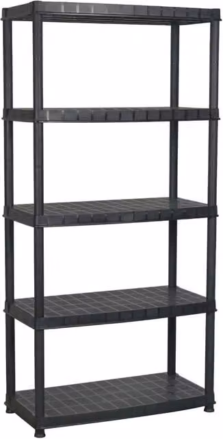 Berkfield Home 5-Tier Plastic Storage Shelf, Black, W/D/H: 91.5 x 45.7 x 185 cm
