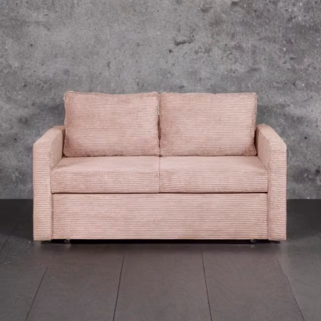 Heze Furniture Sofi Two Seater Sofa Bed with Storage Container in Pink Cord Fabric