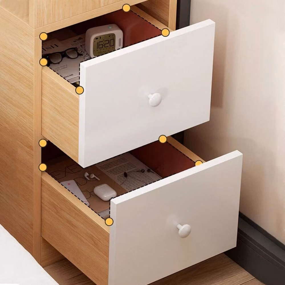 SPETLEK Modern 2 Drawer Bedside Cabinet Nightstand in Light Oak Brown, H: 66.0 cm, W: 30.0 cm – 2
