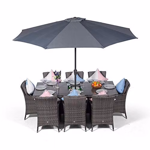 Thats Furniture Savannah 8 Seater Rattan Garden Dining Set with Ice Bucket in Grey – 1
