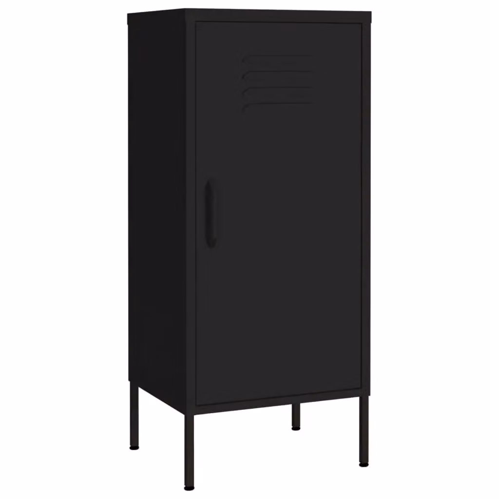 Berkfield Freestanding Metal Storage Cabinet in Matt Black, W/D/H: 42.5 x 35 x 101.5 cm – 2