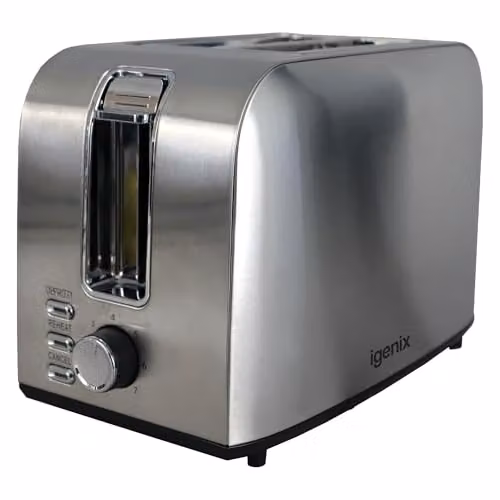 Igenix 2 Slice Stainless Steel Toaster with 750W Power in Silver – 7