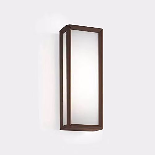 Netlighting Skat Outdoor LED Box Wall Lantern in Brown and White, IP65, 21.8W, 2700K Warm White