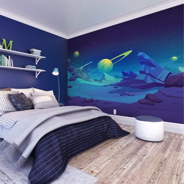 Origin Murals Space Landscape Wall Mural in Blue