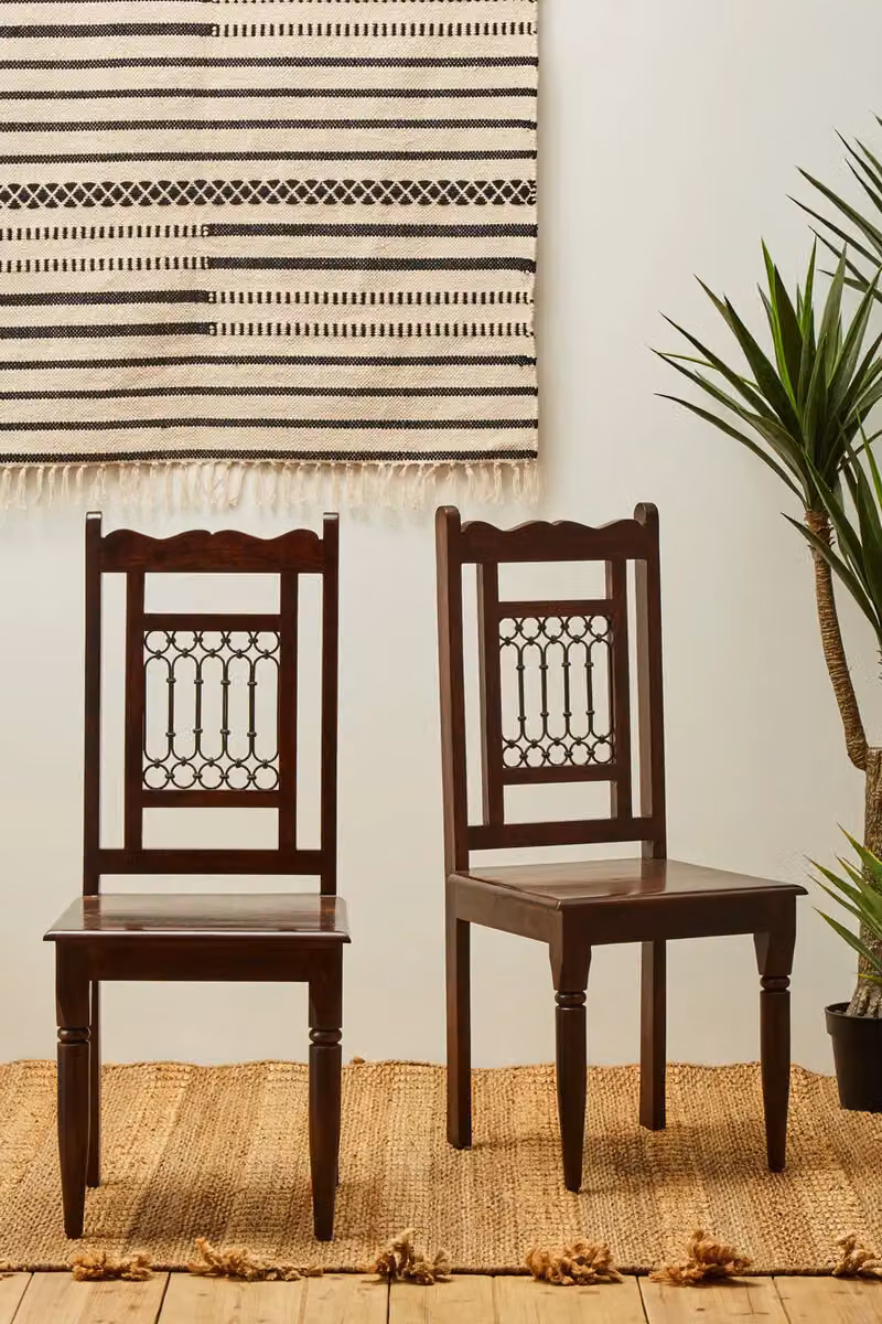 Orsina Vintage Brown Sheesham Wood and Metal Dining Chair – 4