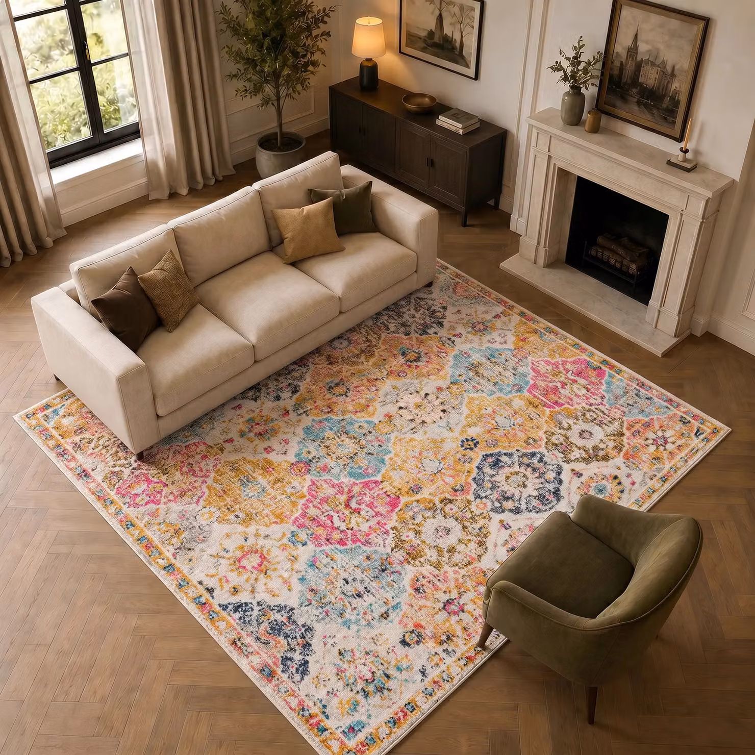 Livabliss Harput Vintage Traditional Boho Rug in Burnt Orange, Beige, Blue and Grey, W: 160 cm, L: 220 cm – 7