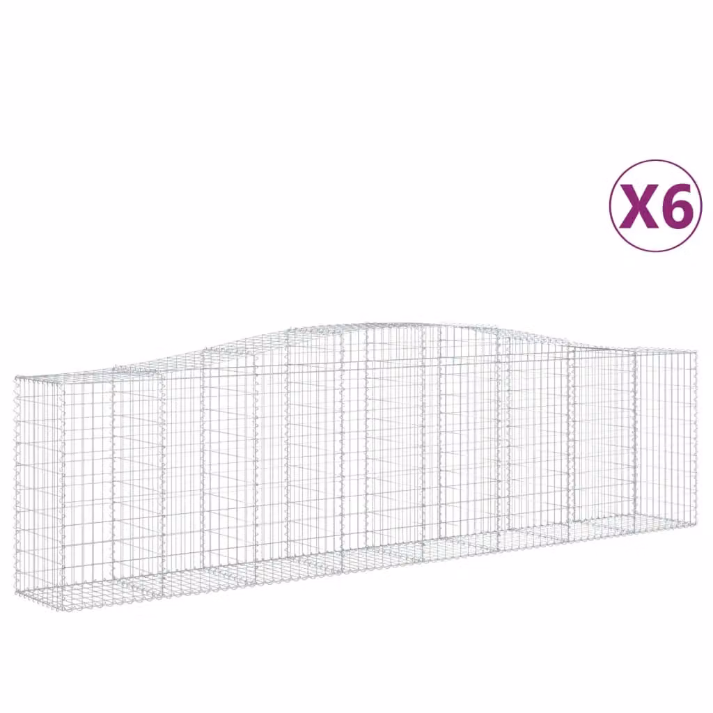 Berkfield Home Arched Gabion Baskets, 6 Piece Set, Silver Galvanised Steel, W/D/H: 400 x 50 x 100/120 cm – 2