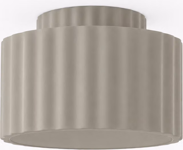 ValueLights Pablo Ribbed Ceramic Flush Ceiling Light in Green