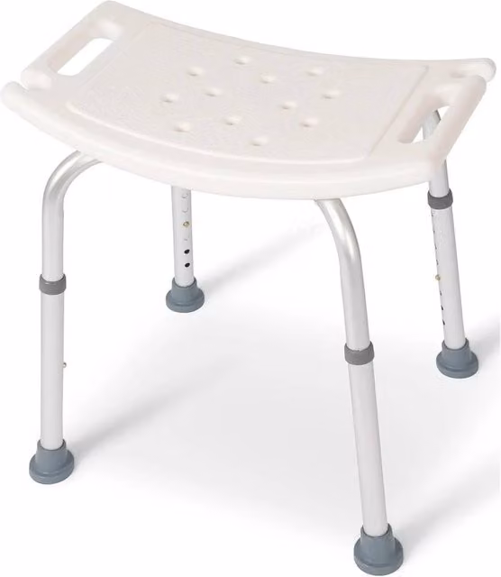 NESTLUNE Aluminium Portable Shower Chair and Bath Stool with Adjustable Height and Non-Slip Legs in White