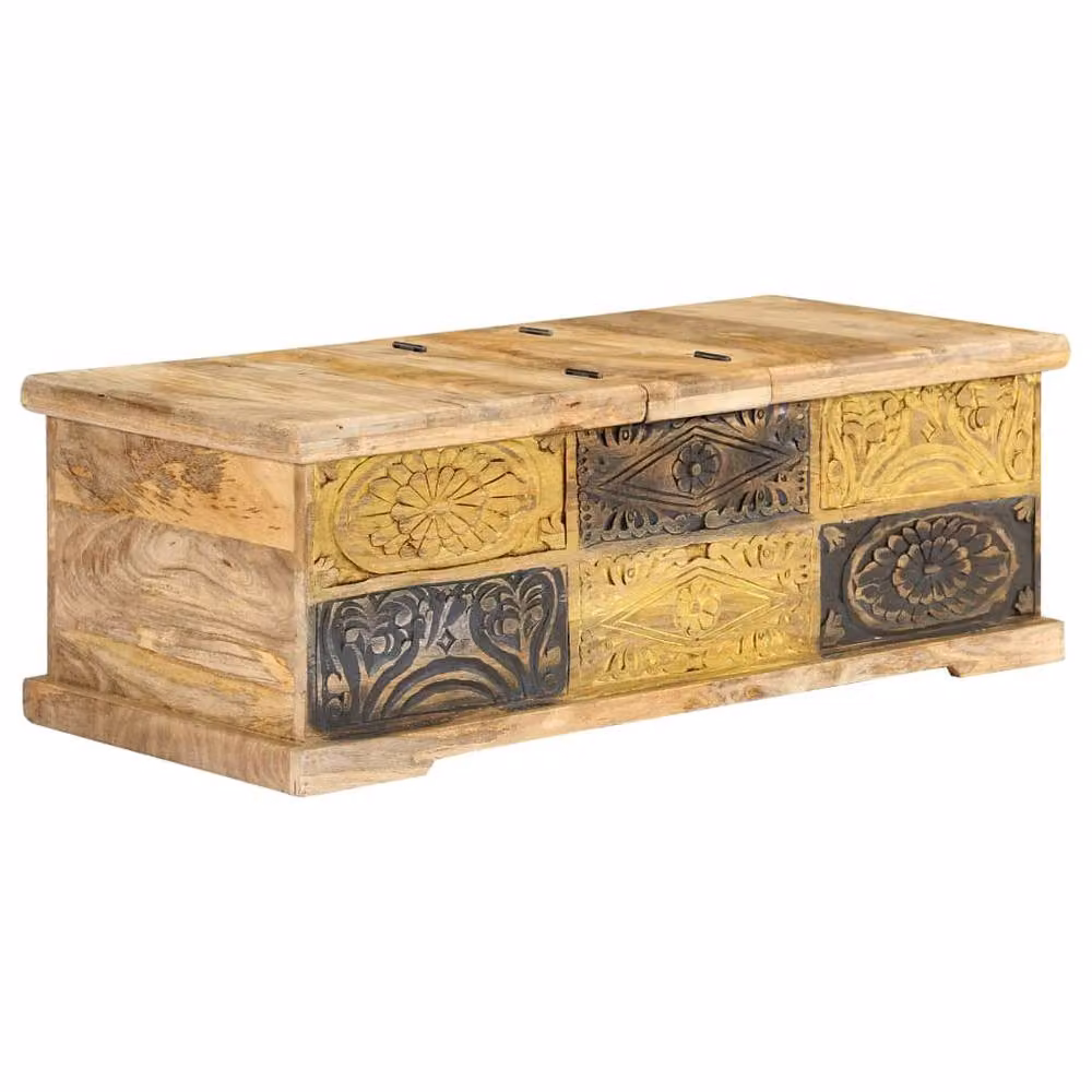 Berkfield Home Rustic Brown Solid Mango Wood Coffee Table W/D/H: 100 x 50 x 35 cm – 2