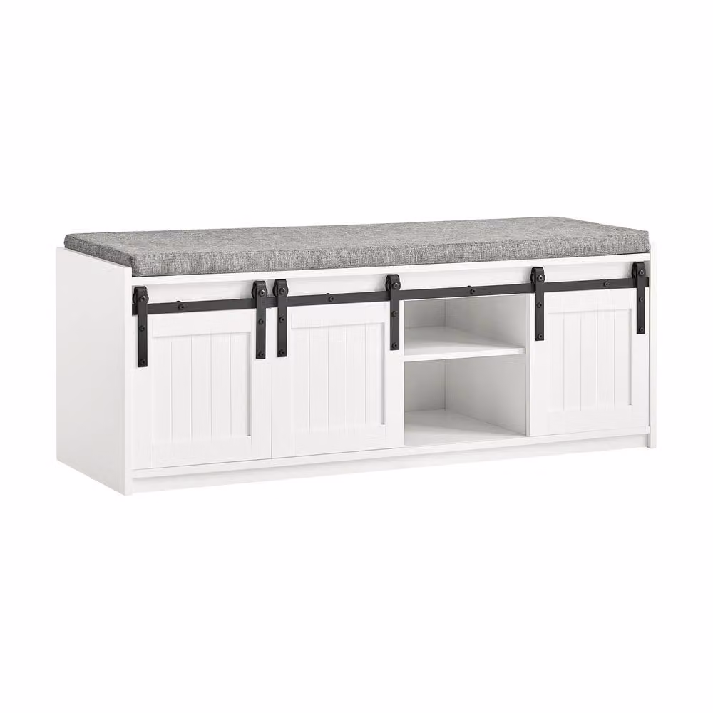 SoBuy Modern Entrance Bench and Shoe Rack with Storage in White, Grey or Black, W: 120 cm – 2