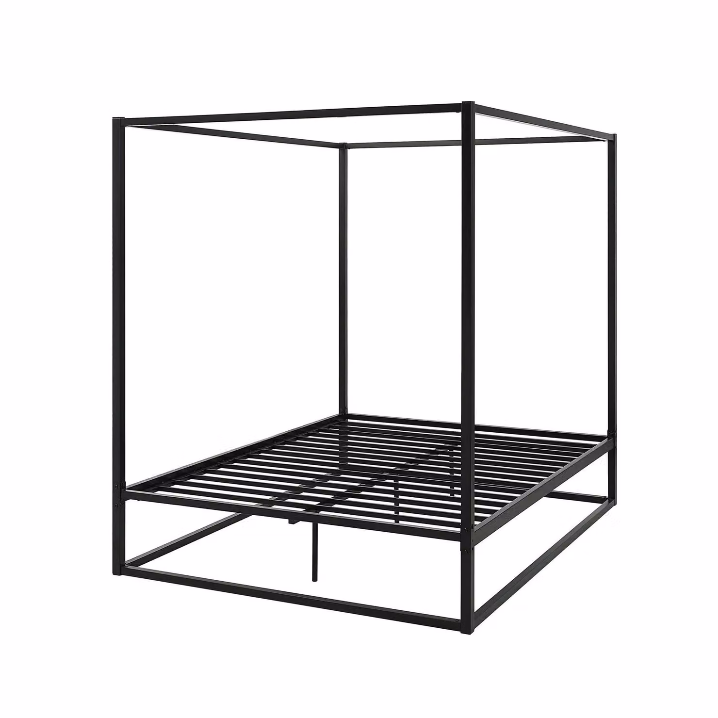 SlumberWorx Ashwell Modern Four Poster Metal Bed Frame in Black, W/D/H: 180 x 200 x 157 cm – 4