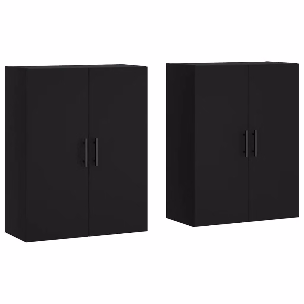 Berkfield Home Set of 2 Modern Wall Mounted Cabinets in Black, W: 69.5 cm, D: 34 cm, H: 90 cm – 1