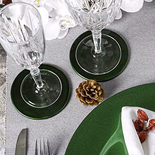 Argon Tableware Metallic Round Coasters in Green, Pack of 6, Diameter: 10 cm – 4