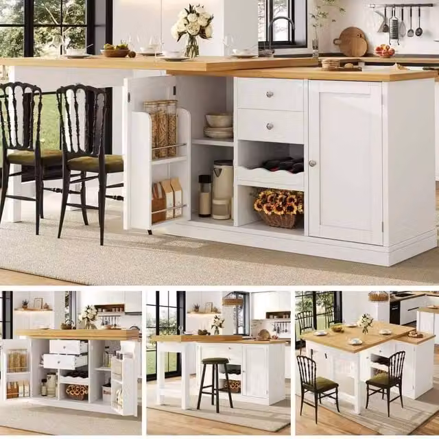 Matteo Extendable Sideboard and Dining Table Combo in White and Black – 1