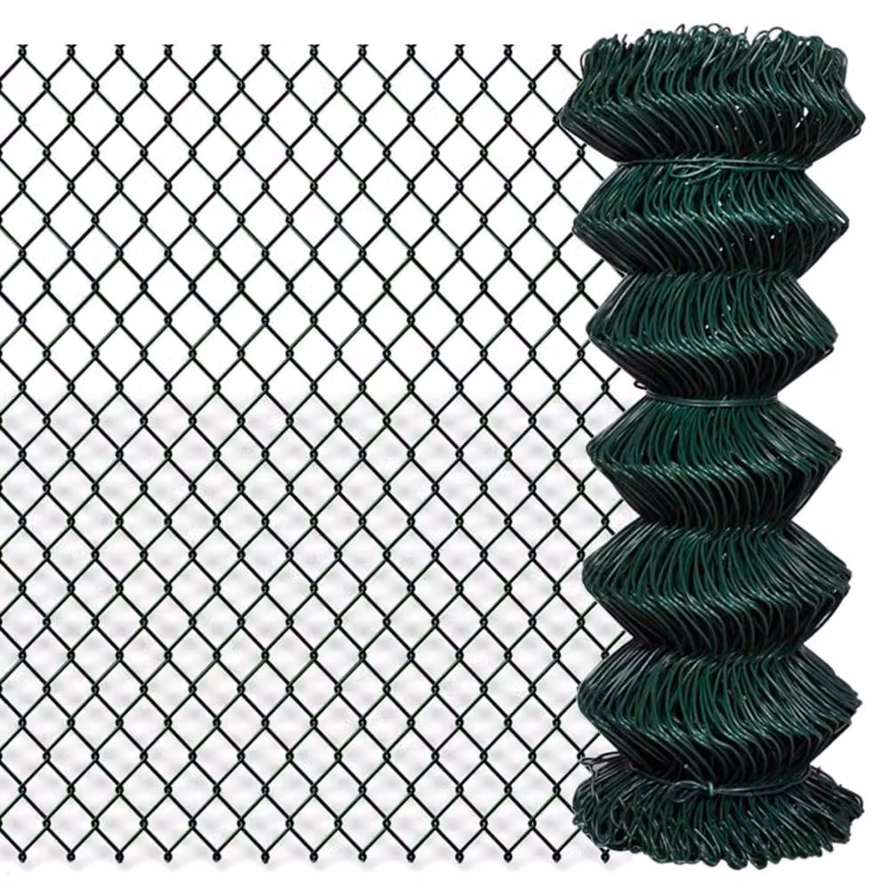 Berkfield Home Green PVC-Coated Steel Chain Link Fence, 1 x 15 m – 2