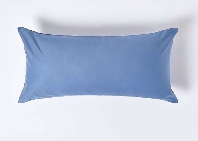 Homescapes Egyptian Cotton Mako Satin Pillowcase, Blue, W: 40 cm, H: 80 cm, 1000 Thread Count