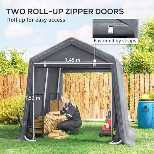 Outsunny Waterproof Outdoor Garden Storage Shed with Single Door in Grey – 4