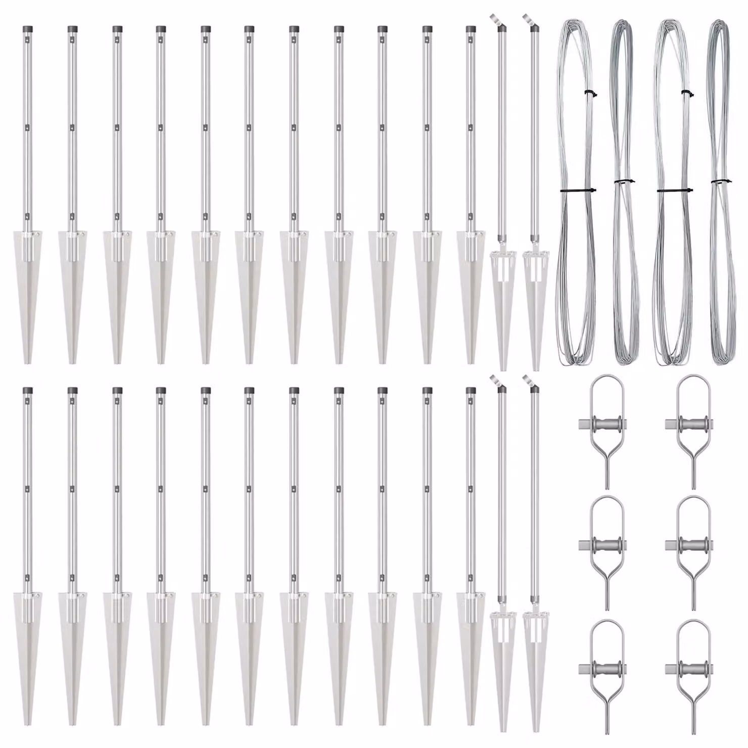 Berkfield Home 26 Piece Set of Round Galvanised Steel Fence Posts with Spike in Silver, Height: 120 cm, Diameter: 32 mm – 2
