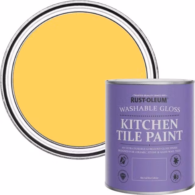 Rust-Oleum Water-Based Kitchen Tile Paint in Gloss Finish, Lemon Jelly, 0.75 l