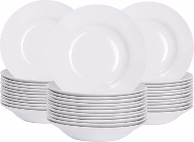 Kelvenix White Porcelain Soup and Ramen Noodle Serving Bowls, Set of 36, Diameter: 23 cm