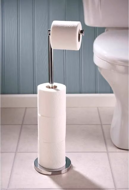 mysmartbuy Freestanding Stainless Steel Toilet Paper Holder and Store in Silver, H67 x W15 cm – 1