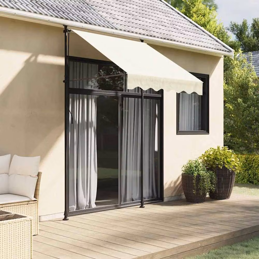 Berkfield Home Retractable Folding Arm Awning in Beige with Steel Frame, W/D/H: 150 x 150 x 150 cm – 2