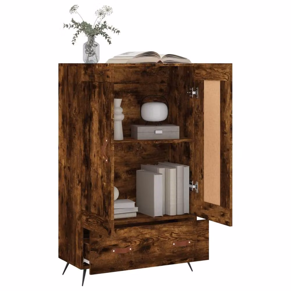 Berkfield Home Industrial Highboard in Smoked Oak and Brown, W/D/H: 69.5 x 31 x 115 cm – 4